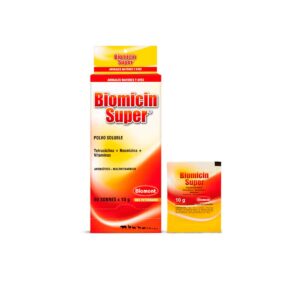 ANTIBIÓTICO PARA ANIMALES DE PRODUCCIÓN BIOMICIN SUPER - CAJA x 50 SOBRES x 10 GR