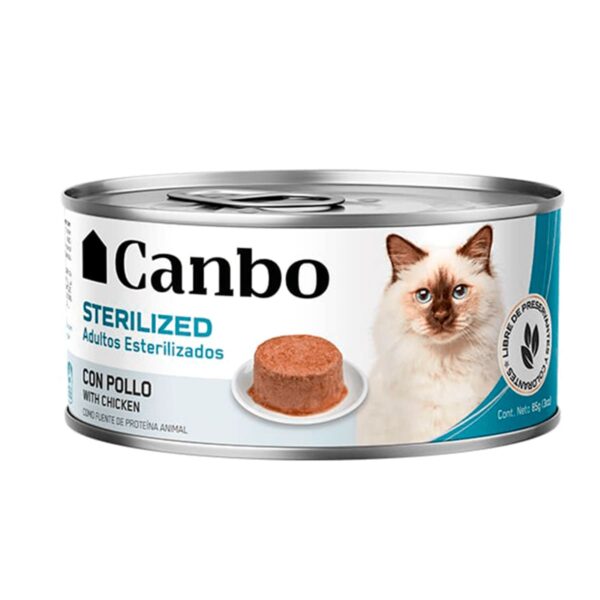 ALIMENTO HÚMEDO PARA GATOS CANBO GATO ADULTO ESTERILIZADO (POLLO) - LATA x 85 GR