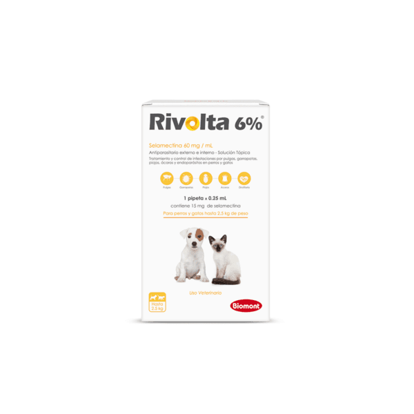 ANTIPULGAS PARA PERRO Y GATO RIVOLTA 6 % 0.25 ML (HASTA 2.5KG) - CAJA x 1 PIPETA
