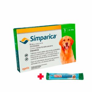 ANTIPULGAS PARA PERRO SIMPARICA 80 MG (20 a 40 KG) - CAJA x 3 TABLETAS