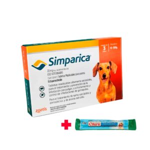 ANTIPULGAS PARA PERRO SIMPARICA 20 MG (5 a 10 KG) - CAJA x 3 TABLETAS