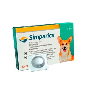 ANTIPULGAS PARA PERRO SIMPARICA 40 MG (10 a 20 KG) - UNIDAD