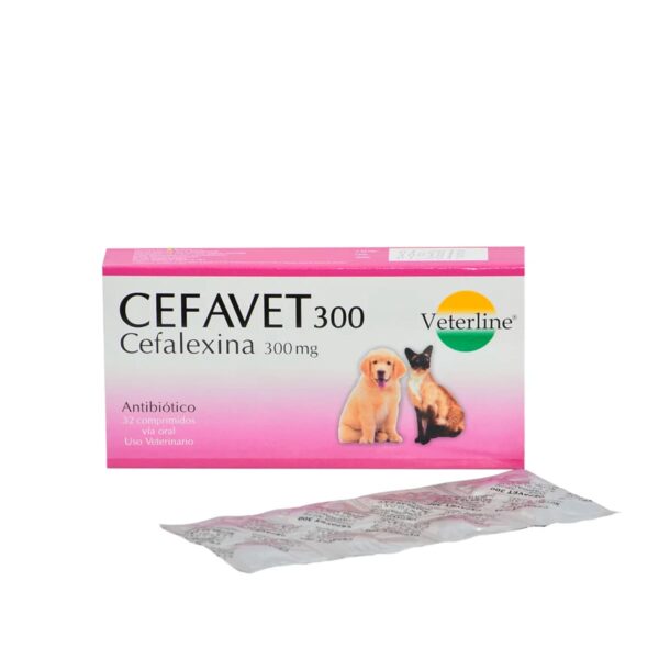 ANTIBIÓTICO PARA PERROS Y GATOS CEFAVET 300 MG - CAJA x 32 TABLETAS