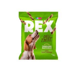SNACK PARA PERROS REX DELI TWIST (TOCINO AHUMADO) -  SOBRE x 90 GR