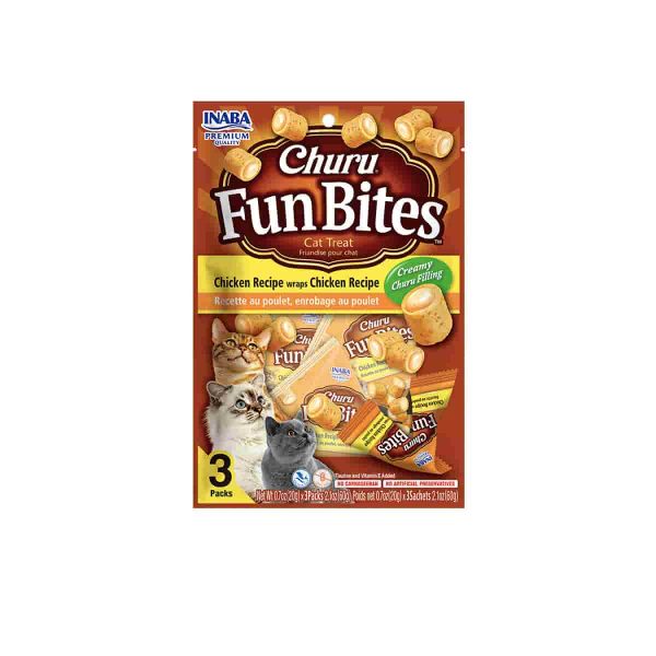 SNACK PARA GATOS CHURU FUN BITES  (POLLO) - SOBRE x 3 SACHETS