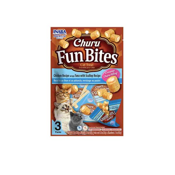 SNACK PARA GATOS CHURU FUN BITES (POLLO, ATÚN Y OSTIÓN) - SOBRE x 3 SACHETS