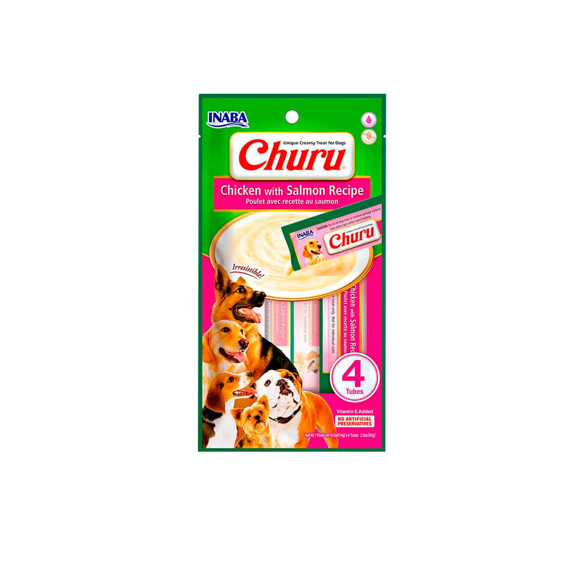 SNACK PARA PERRO CHURU (POLLO Y SALMON) - SOBRE X 4 TUB