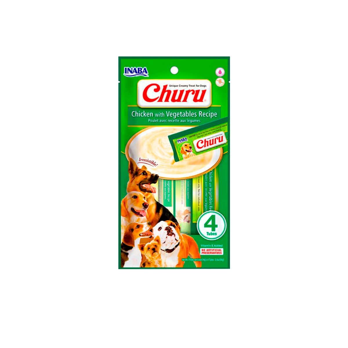 SNACK PARA PERRO CHURU (POLLO + VEGETALES) - SOBRE X 4 TUB